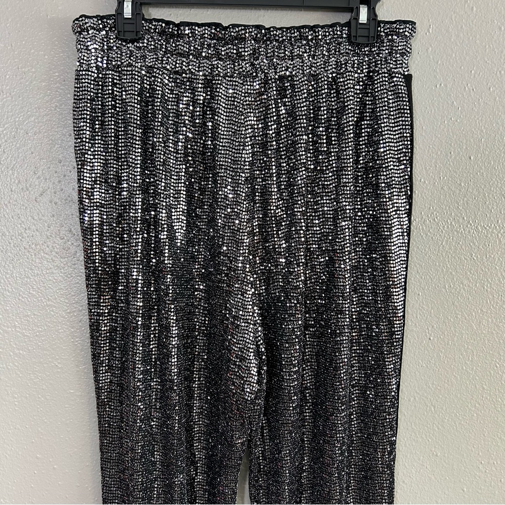 Pam & Gela Silver Sequin Track Joggers - Picture 7 of 10